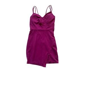 Sequins Hearts Womens/Teen fuchsia Asymmetrical dress Bust pads and Pleated Sz 7